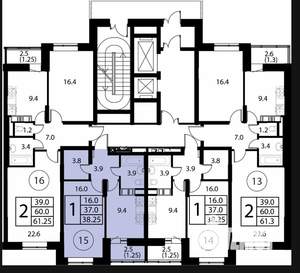 1-к квартира, вторичка, 38м2, 5/12 этаж