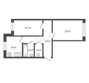 2-к квартира, вторичка, 47м2, 1/5 этаж