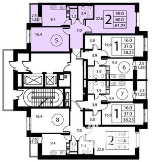 2-к квартира, строящийся дом, 61м2, 9/12 этаж