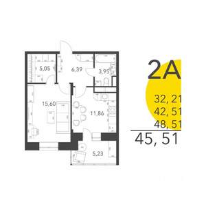 1-к квартира, вторичка, 46м2, 9/17 этаж