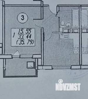 1-к квартира, вторичка, 34м2, 3/18 этаж