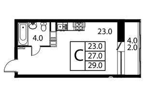 Студия квартира, строящийся дом, 29м2, 10/12 этаж