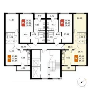 2-к квартира, вторичка, 57м2, 8/17 этаж