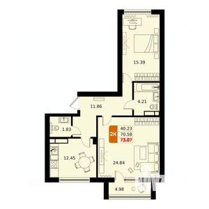 2-к квартира, вторичка, 73м2, 14/17 этаж