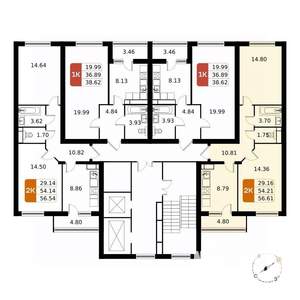 2-к квартира, вторичка, 57м2, 15/17 этаж