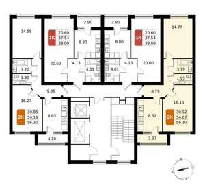 2-к квартира, вторичка, 56м2, 13/17 этаж