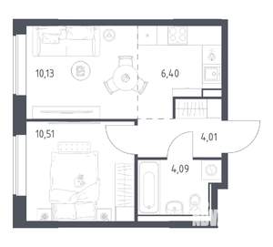 1-к квартира, вторичка, 35м2, 12/16 этаж