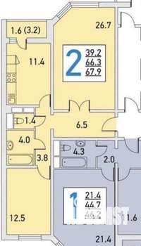 2-к квартира, вторичка, 56м2, 16/17 этаж