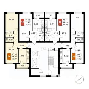 2-к квартира, вторичка, 56м2, 13/17 этаж