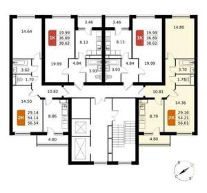2-к квартира, вторичка, 57м2, 5/17 этаж
