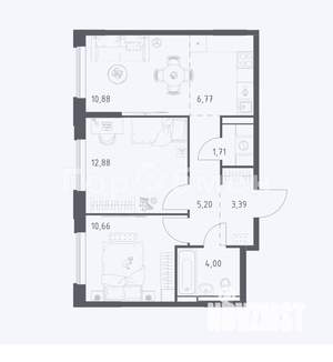 3-к квартира, вторичка, 53м2, 12/17 этаж